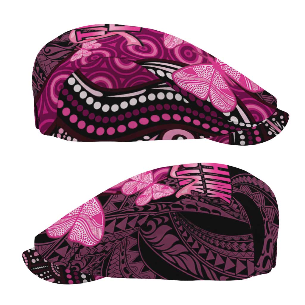 Think Pink Breast Cancer Awareness Australia Jeff Hat Butterfly Aboriginal Mix Polynesian Pattern - Aussie Hoodie