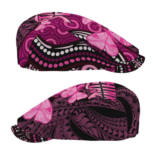 Think Pink Breast Cancer Awareness Australia Jeff Hat Butterfly Aboriginal Mix Polynesian Pattern - Aussie Hoodie