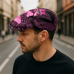 Think Pink Breast Cancer Awareness Australia Jeff Hat Butterfly Aboriginal Mix Polynesian Pattern - Aussie Hoodie