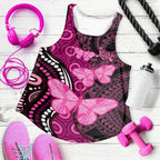 Think Pink Breast Cancer Awareness Australia Women Racerback Tank Butterfly Aboriginal Mix Polynesian Pattern - Aussie Hoodie