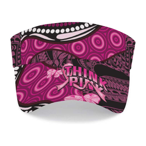 Think Pink Breast Cancer Awareness Sun Visor Cap Butterfly Aboriginal Mix Polynesian Pattern