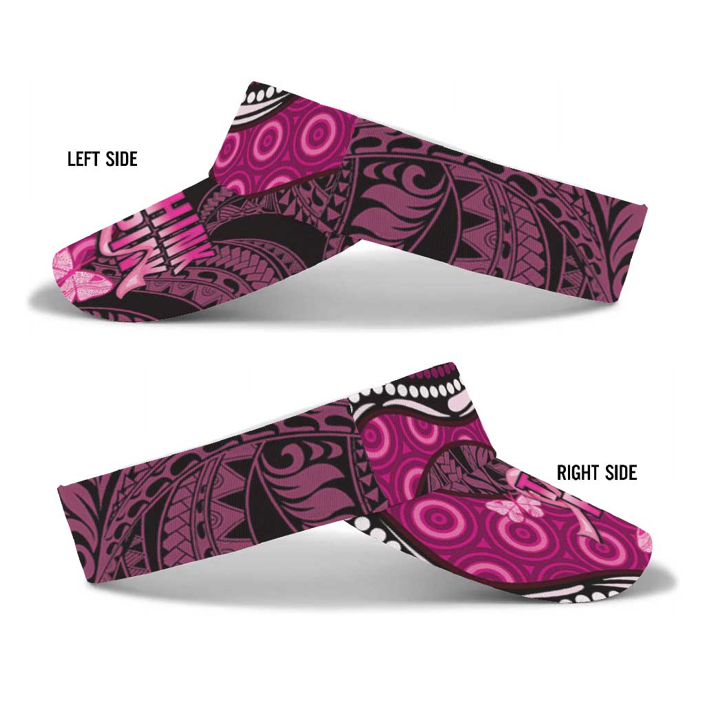 Think Pink Breast Cancer Awareness Sun Visor Cap Butterfly Aboriginal Mix Polynesian Pattern