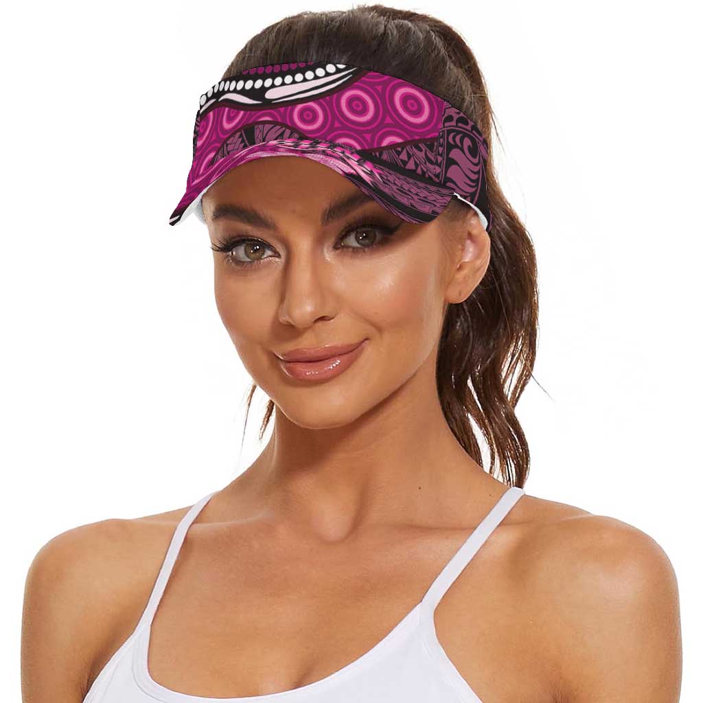 Think Pink Breast Cancer Awareness Sun Visor Cap Butterfly Aboriginal Mix Polynesian Pattern