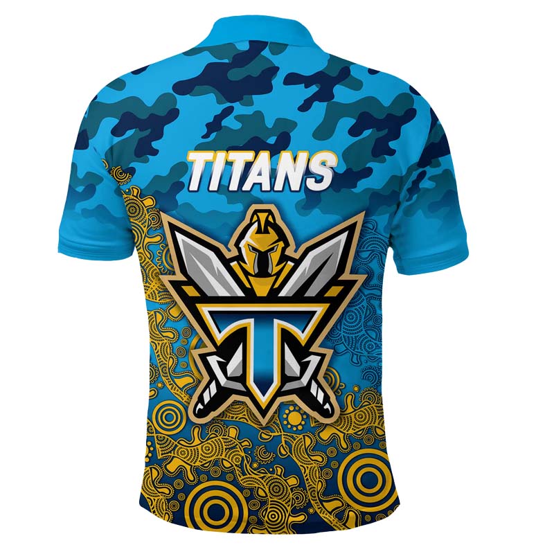 Titans Rugby ANZAC Day Camouflage Indigenous Art Polo Shirt - LT12