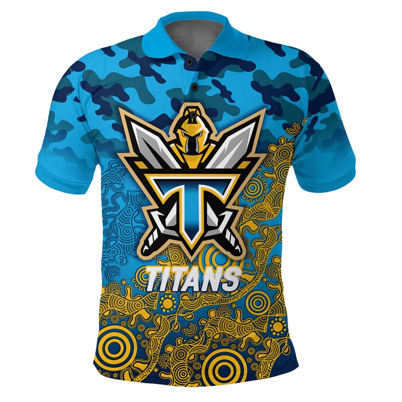 Titans Rugby ANZAC Day Camouflage Indigenous Art Polo Shirt - LT12
