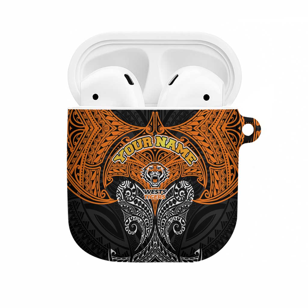 Personalized Wests Tigers AirPods Case Polynesian Tribal Pattern Style