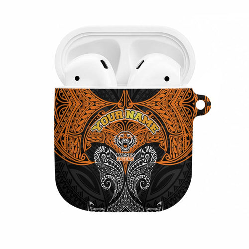 Personalized Wests Tigers AirPods Case Polynesian Tribal Pattern Style