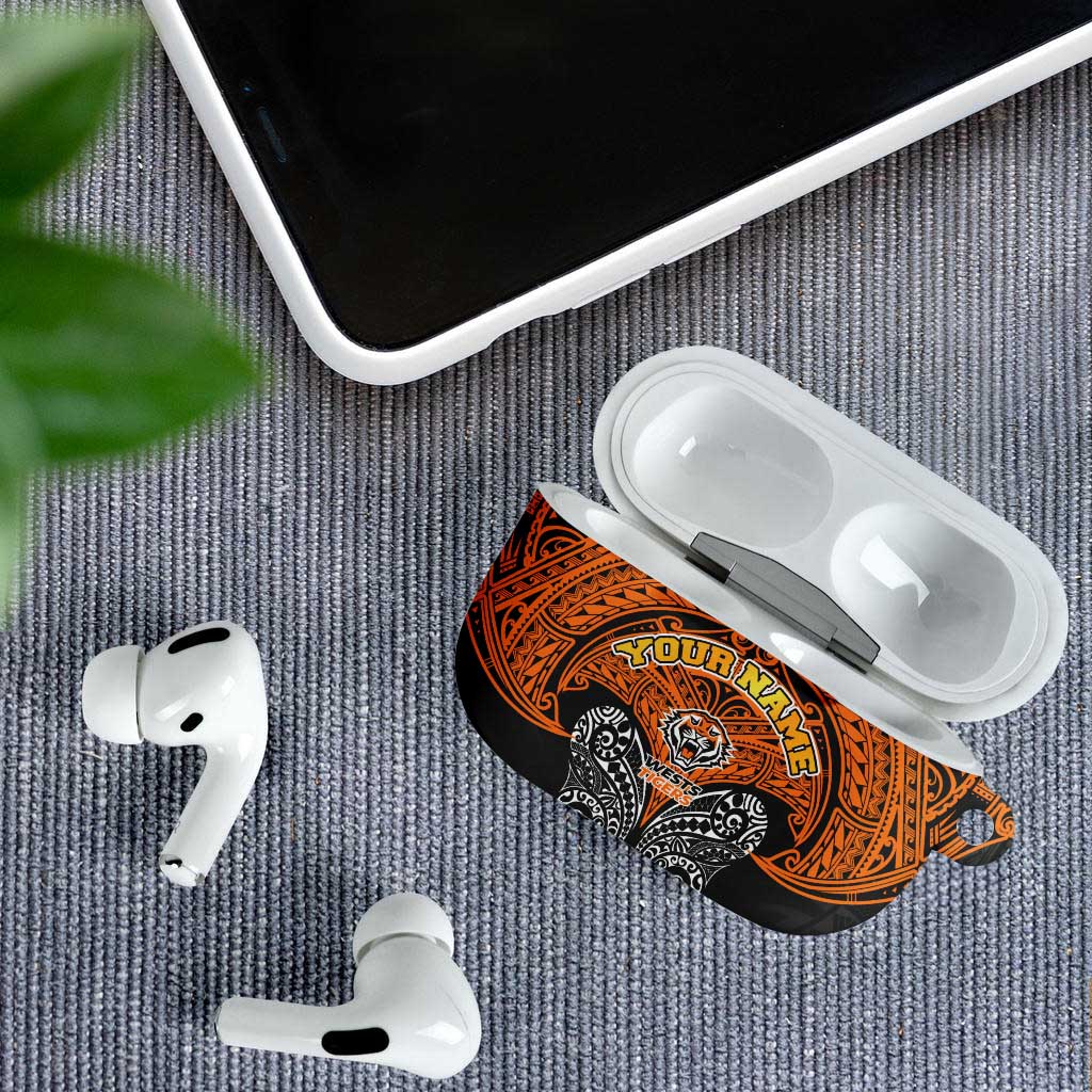Personalized Wests Tigers AirPods Case Polynesian Tribal Pattern Style