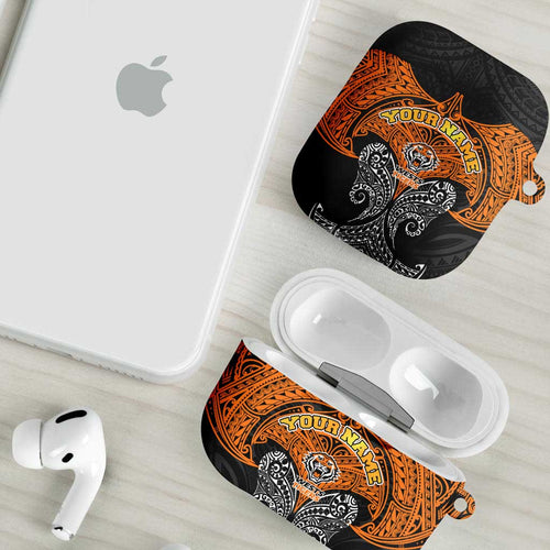 Personalized Wests Tigers AirPods Case Polynesian Tribal Pattern Style