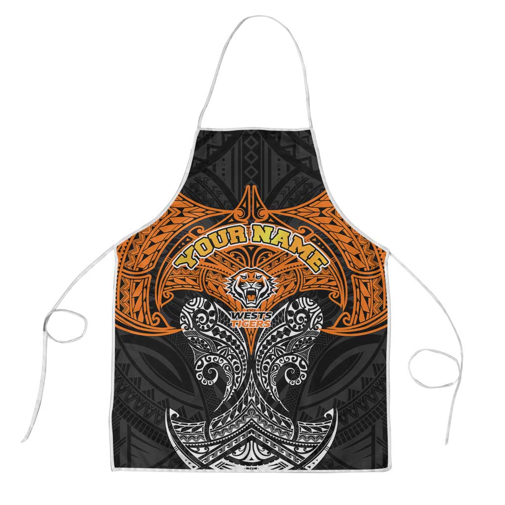 Personalized Wests Tigers Apron Polynesian Tribal Pattern Style