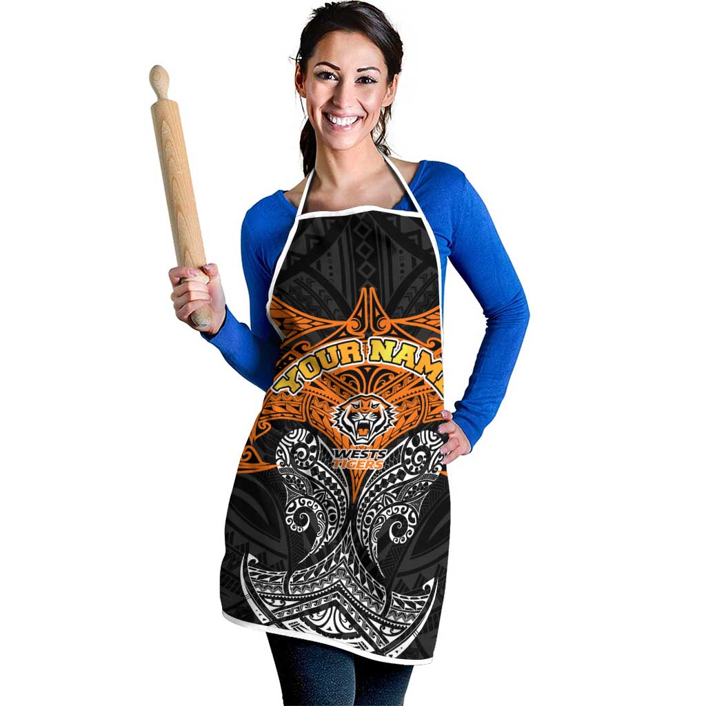 Personalized Wests Tigers Apron Polynesian Tribal Pattern Style