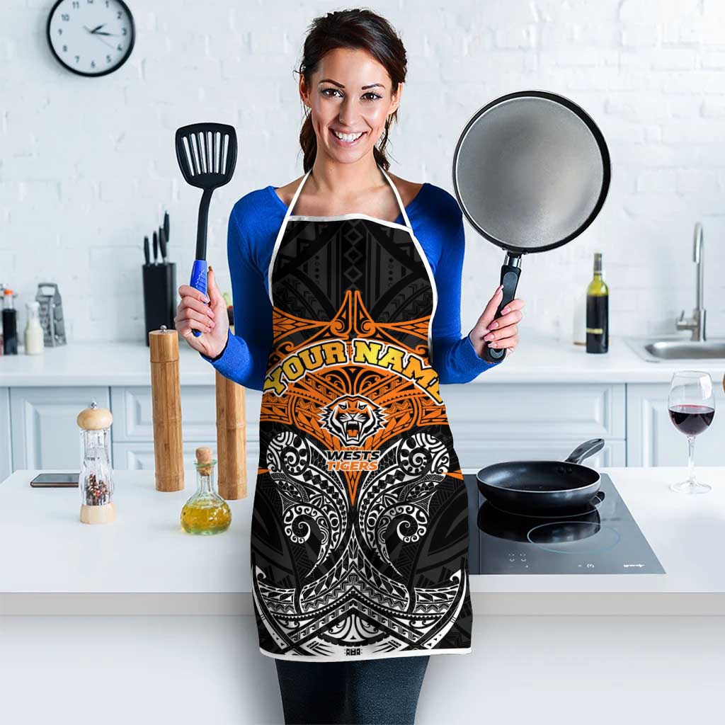 Personalized Wests Tigers Apron Polynesian Tribal Pattern Style