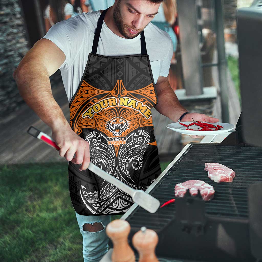 Personalized Wests Tigers Apron Polynesian Tribal Pattern Style