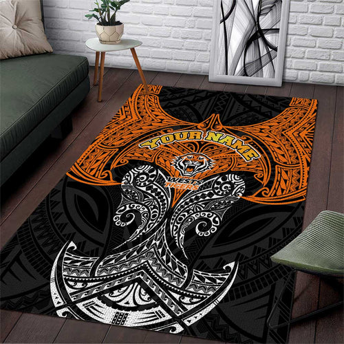 Personalized Wests Tigers Area Rug Polynesian Tribal Pattern Style