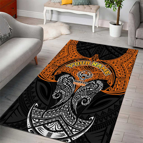 Personalized Wests Tigers Area Rug Polynesian Tribal Pattern Style