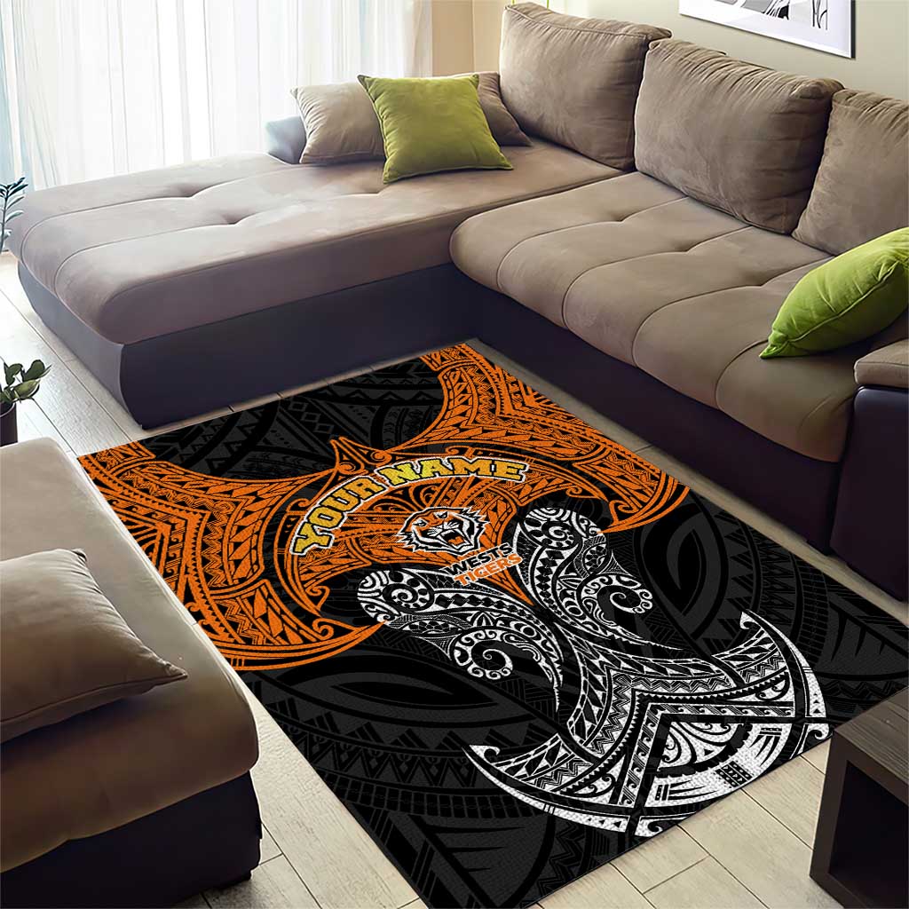 Personalized Wests Tigers Area Rug Polynesian Tribal Pattern Style