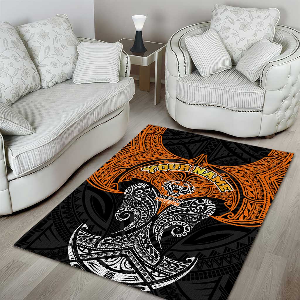 Personalized Wests Tigers Area Rug Polynesian Tribal Pattern Style