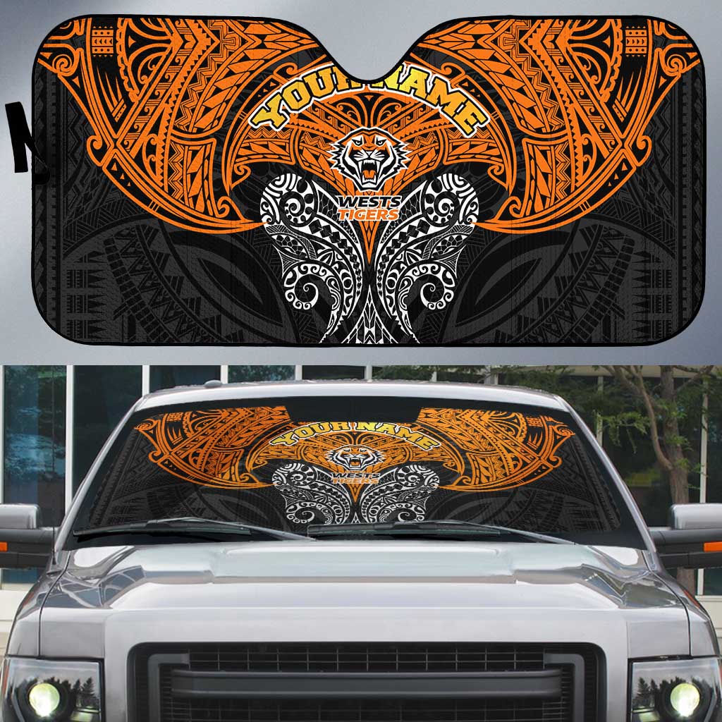 Personalized Wests Tigers Auto Sun Shade Polynesian Tribal Pattern Style