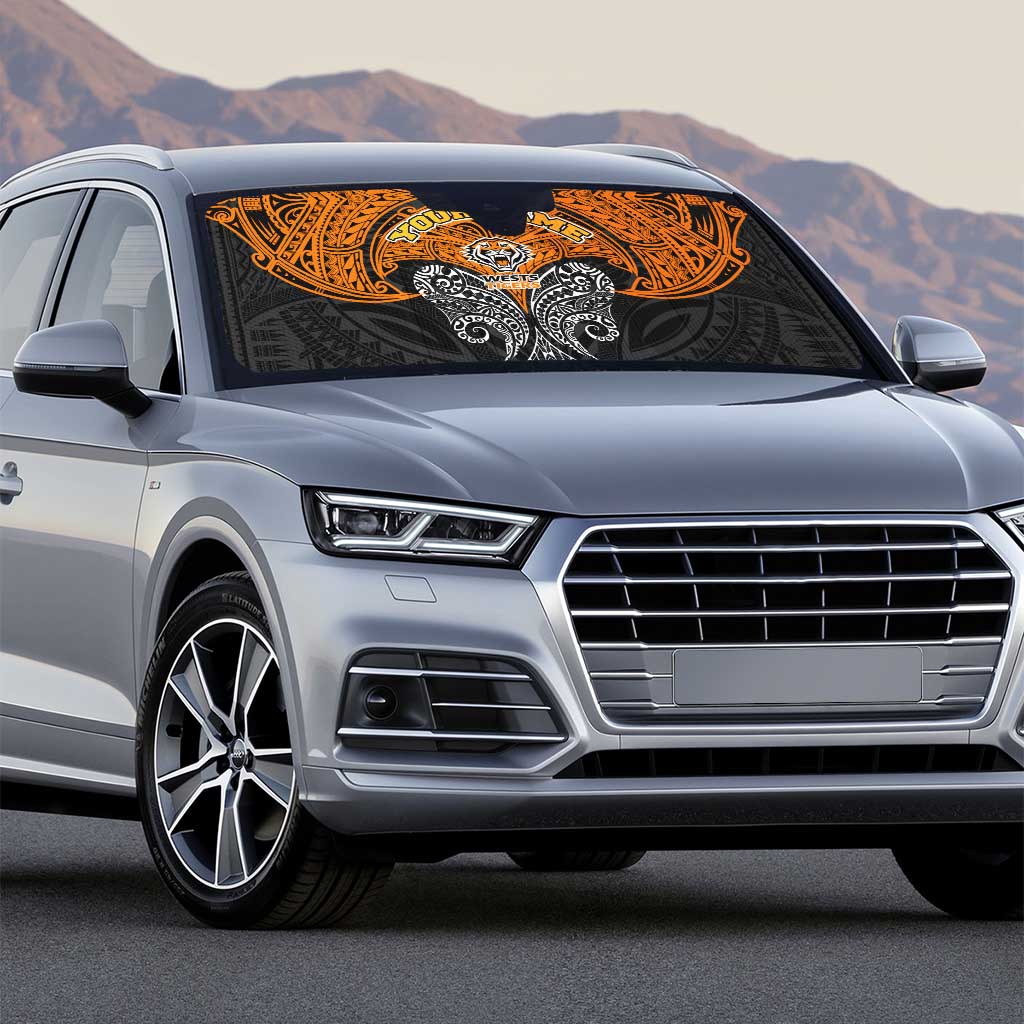 Personalized Wests Tigers Auto Sun Shade Polynesian Tribal Pattern Style