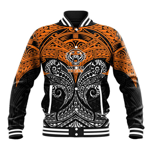 Personalized Wests Tigers Baseball Jacket Polynesian Tribal Pattern Style