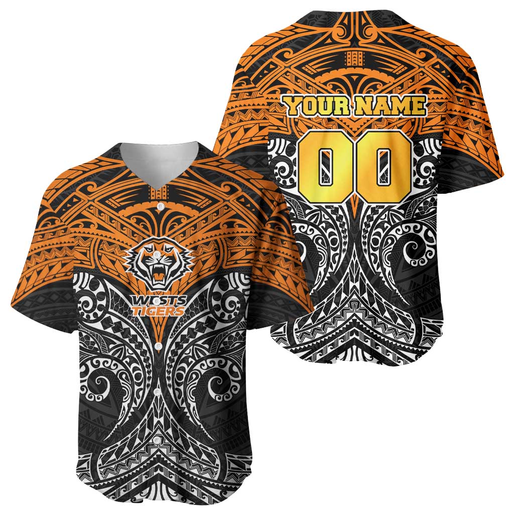 Personalized Wests Tigers Baseball Jersey Polynesian Tribal Pattern Style