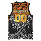 Personalized Wests Tigers Basketball Jersey Polynesian Tribal Pattern Style
