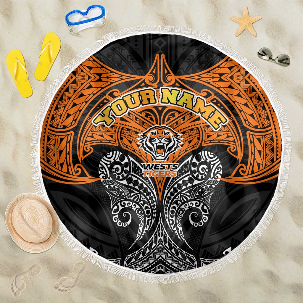 Personalized Wests Tigers Beach Blanket Polynesian Tribal Pattern Style