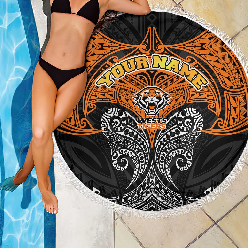 Personalized Wests Tigers Beach Blanket Polynesian Tribal Pattern Style