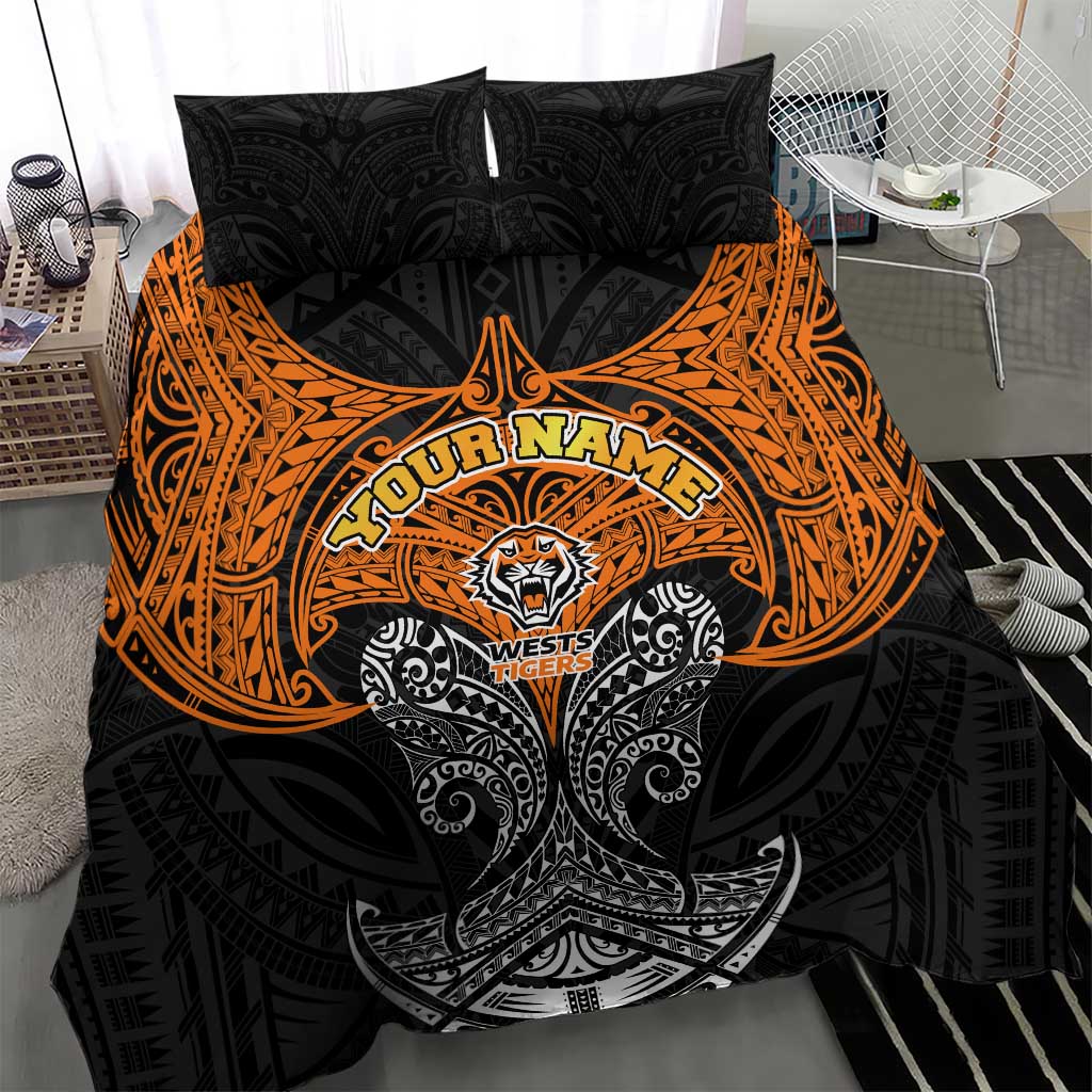 Personalized Wests Tigers Bedding Set Polynesian Tribal Pattern Style