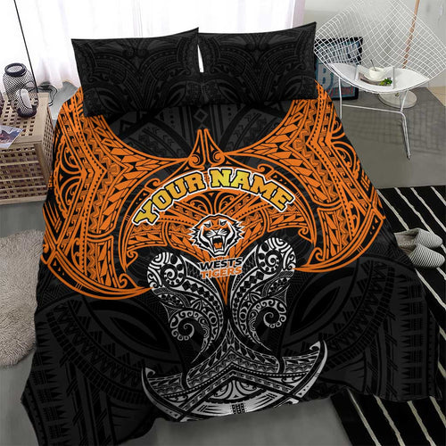 Personalized Wests Tigers Bedding Set Polynesian Tribal Pattern Style