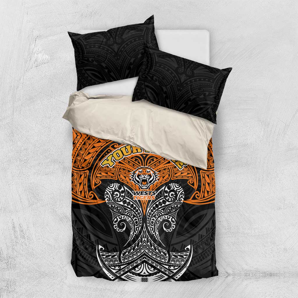 Personalized Wests Tigers Bedding Set Polynesian Tribal Pattern Style