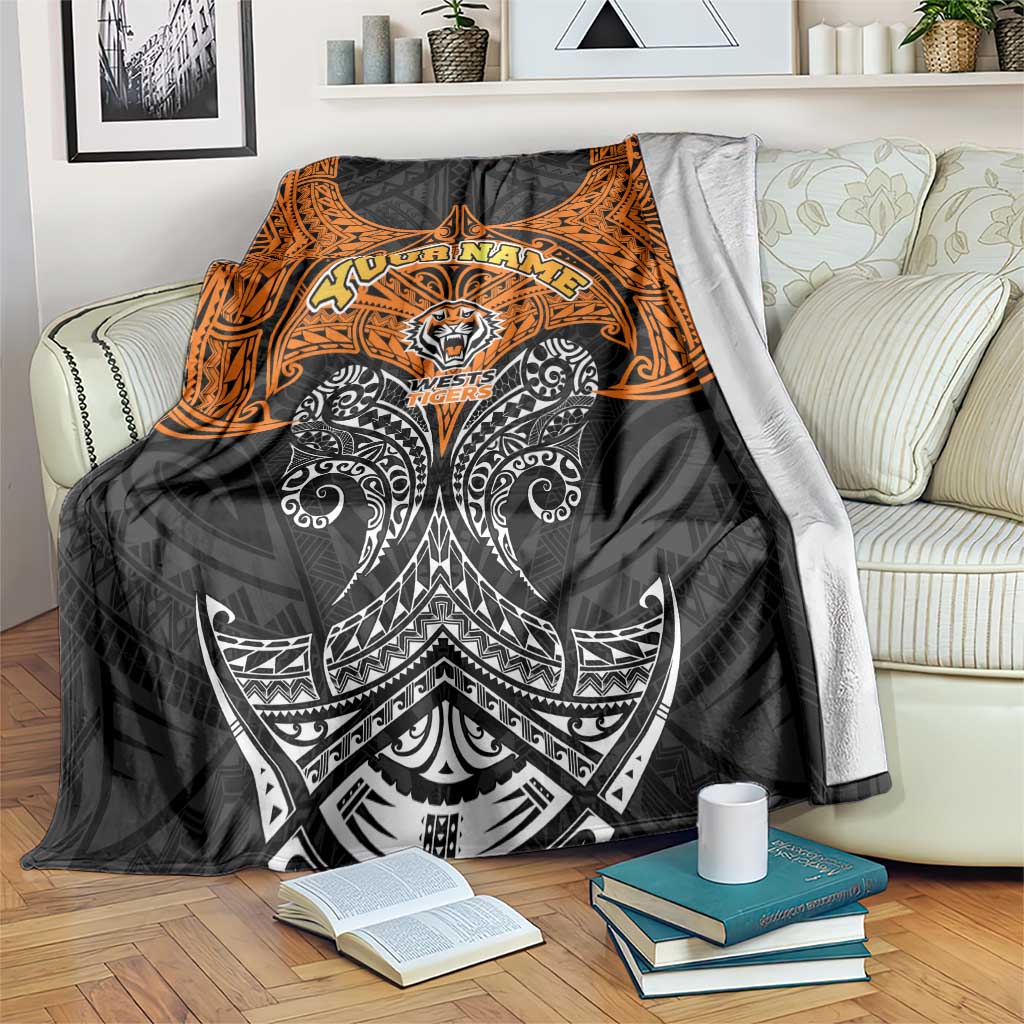 Personalized Wests Tigers Blanket Polynesian Tribal Pattern Style