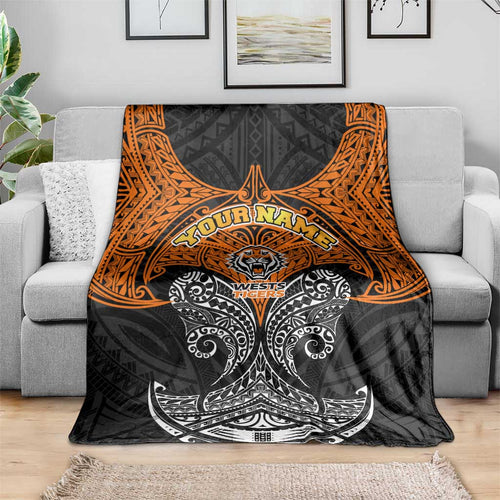 Personalized Wests Tigers Blanket Polynesian Tribal Pattern Style