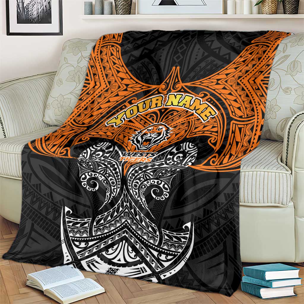 Personalized Wests Tigers Blanket Polynesian Tribal Pattern Style