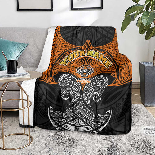 Personalized Wests Tigers Blanket Polynesian Tribal Pattern Style