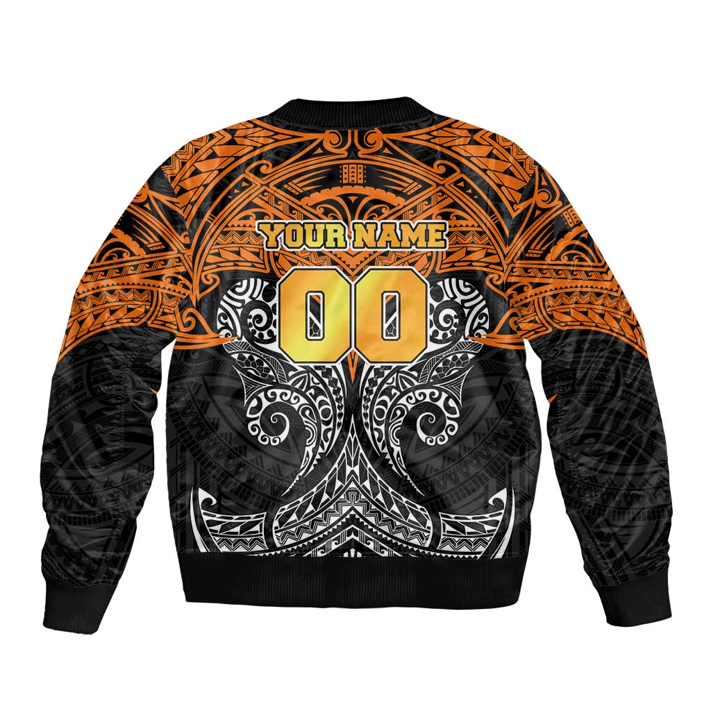 Personalized Wests Tigers Bomber Jacket Polynesian Tribal Pattern Style