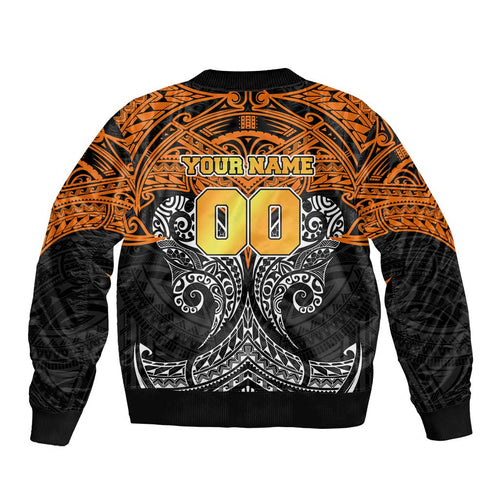Personalized Wests Tigers Bomber Jacket Polynesian Tribal Pattern Style