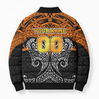 Personalized Wests Tigers Bomber Puffer Jacket Polynesian Tribal Pattern Style