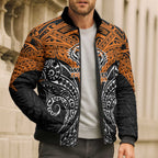 Personalized Wests Tigers Bomber Puffer Jacket Polynesian Tribal Pattern Style