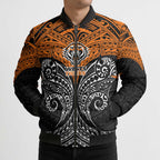Personalized Wests Tigers Bomber Puffer Jacket Polynesian Tribal Pattern Style