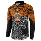 Personalized Wests Tigers Button Sweatshirt Polynesian Tribal Pattern Style