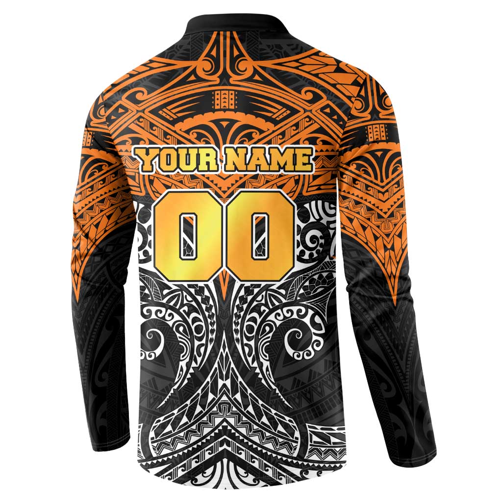 Personalized Wests Tigers Button Sweatshirt Polynesian Tribal Pattern Style