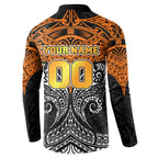 Personalized Wests Tigers Button Sweatshirt Polynesian Tribal Pattern Style