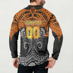 Personalized Wests Tigers Button Sweatshirt Polynesian Tribal Pattern Style