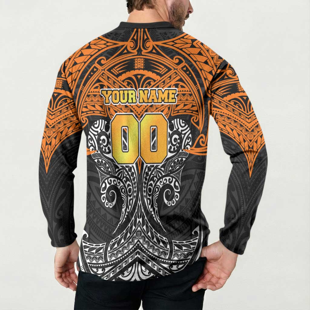 Personalized Wests Tigers Button Sweatshirt Polynesian Tribal Pattern Style
