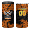 Personalized Wests Tigers 4 in 1 Can Cooler Tumbler Polynesian Tribal Pattern Style