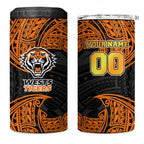 Personalized Wests Tigers 4 in 1 Can Cooler Tumbler Polynesian Tribal Pattern Style