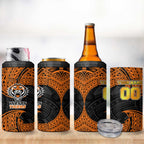Personalized Wests Tigers 4 in 1 Can Cooler Tumbler Polynesian Tribal Pattern Style