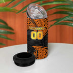 Personalized Wests Tigers 4 in 1 Can Cooler Tumbler Polynesian Tribal Pattern Style