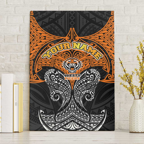 Personalized Wests Tigers Canvas Wall Art Polynesian Tribal Pattern Style